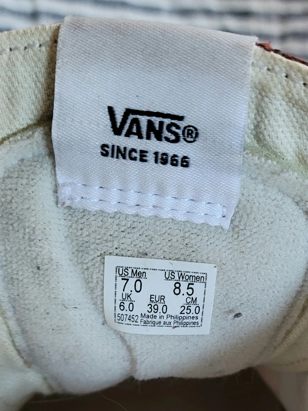 Vans Rust Orange & White Sk8-Hi Suede High-Top Sneakers Womens 8.5 Mens 7